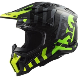 Premium motocross čelada LS2 X-Force carbon Barrier (MX703), rumena/zelena