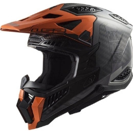 Premium motocross čelada LS2 X-Force carbon Victory (MX703), titan/oranžna