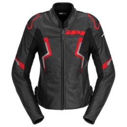 Ženska športna usnjena motoristična jakna Spidi Evorider 3, črna/rdeča