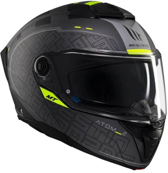 Preklopna motoristična čelada MT Helmets Atom 2 SV Destiny siva/rumena